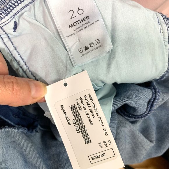 NWT MOTHER The Triple Stack Looker Wish On A Star Sz 26 - Picture 13 of 15